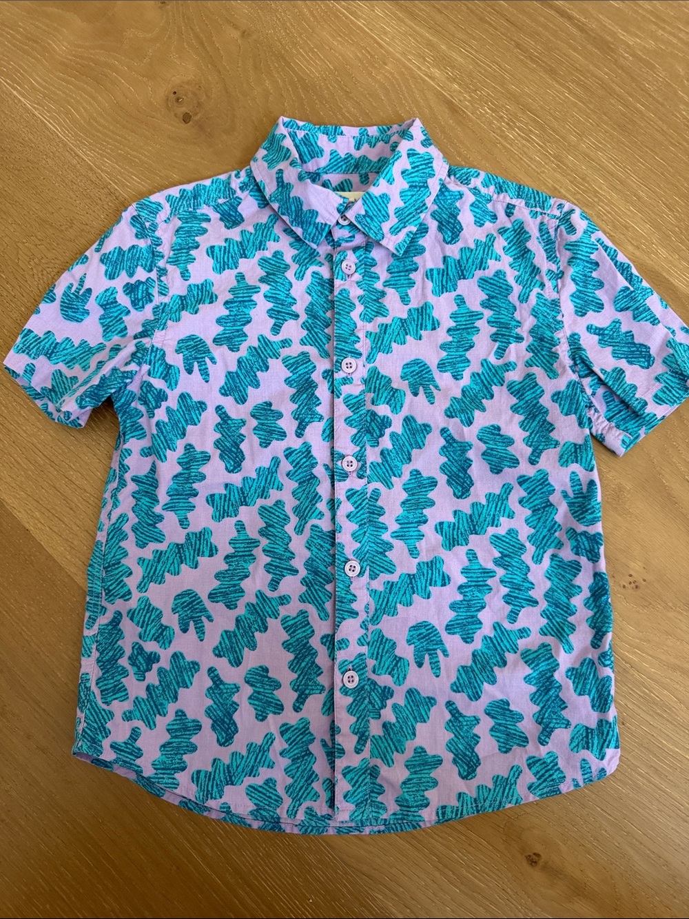 Tucker + Tate Pink Short-Sleeve Button-Down with Teal Scribble Print